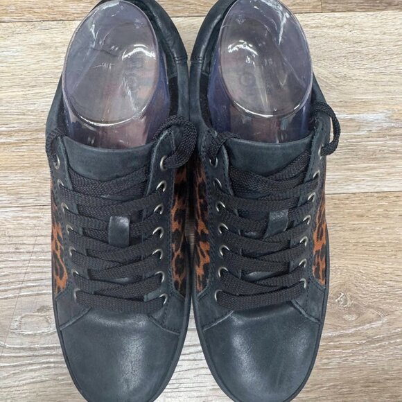 Born Black Leather Cheetah Print Sneakers Women's See Pictures for Sizing - Picture 2 of 7